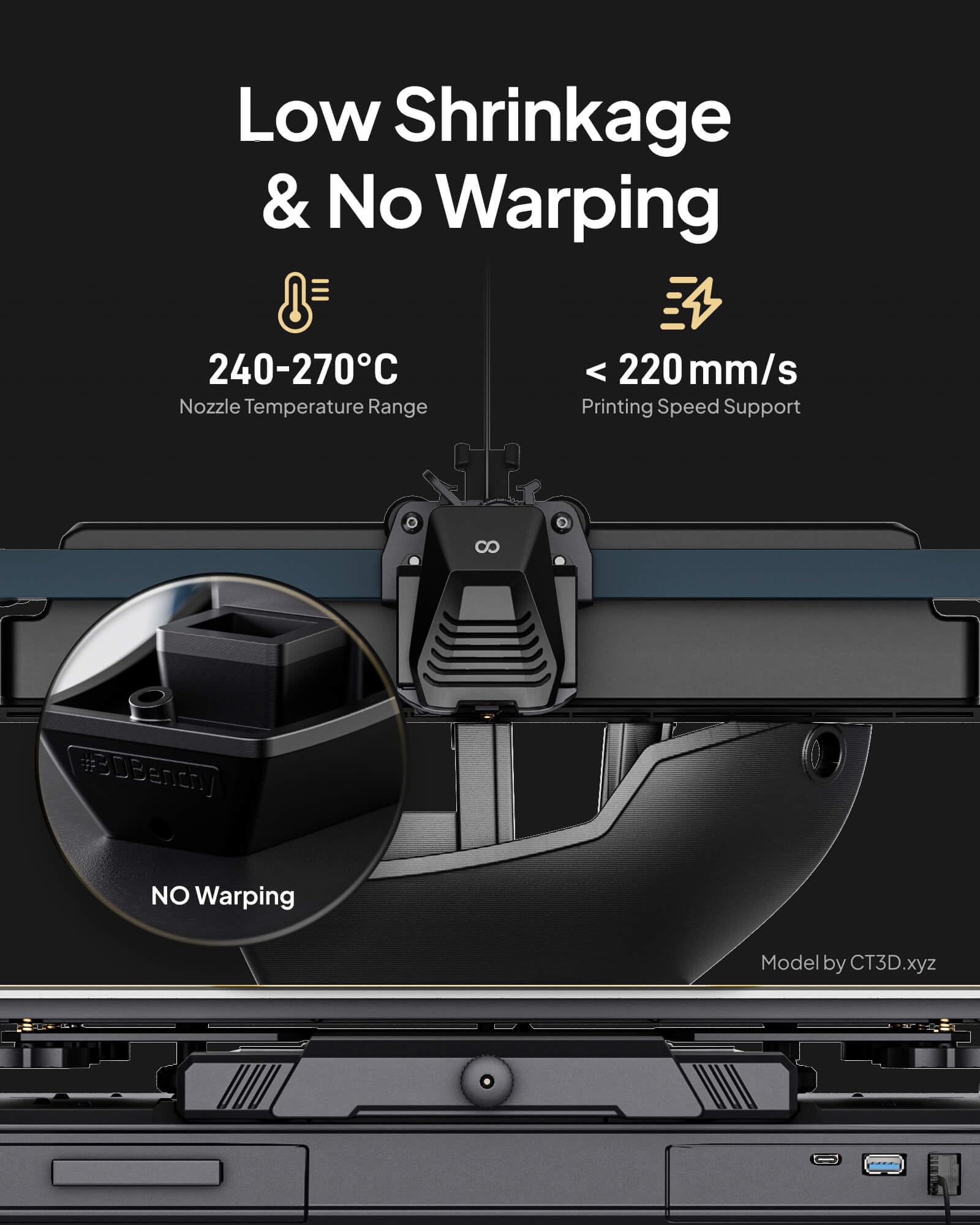 ELEGOO product label close-up with specs for correct printer settings benefit