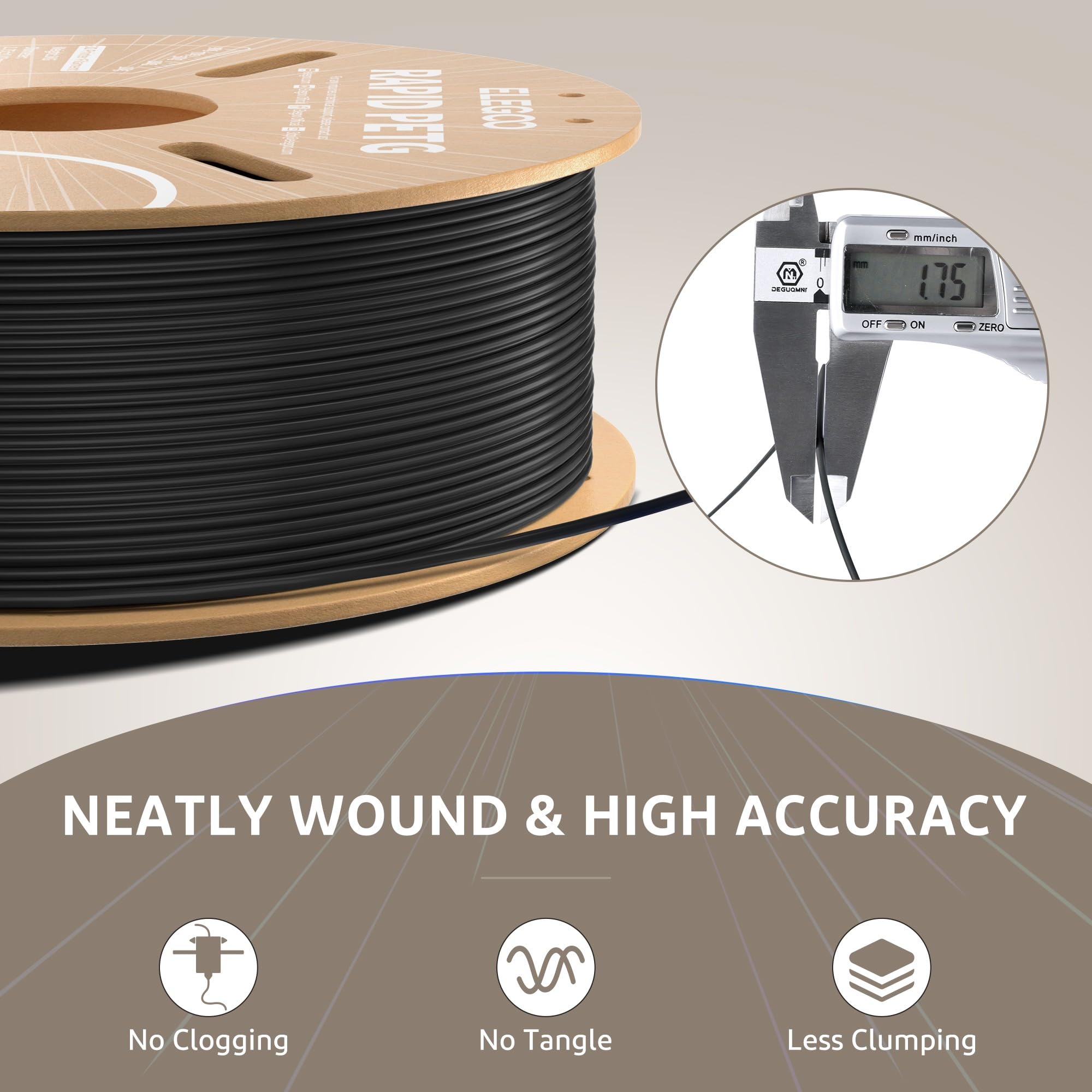ELEGOO spool held in hand showing Rapid PETG size and scale advantage