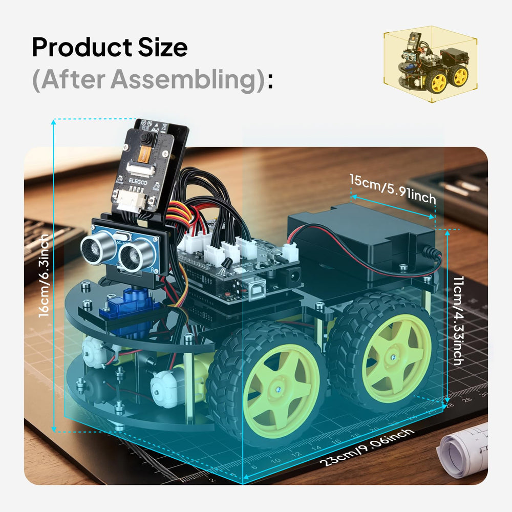 ELEGOO ultrasonic sensor and bumper view detecting obstacles for safer navigation