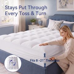 ELEMUSE deep pocket elastic skirt wrapping mattress for secure stay and easy movement
