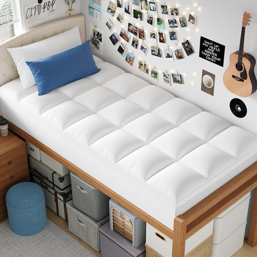 ELEMUSE front view of Twin XL topper showing full coverage and comfort