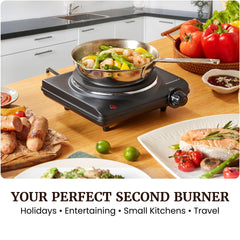 Elite Gourmet cast iron close-up highlighting even heat surface for consistent results