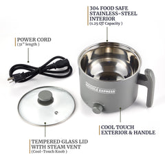 Elite Gourmet cool-touch handle shot showing safe carrying and handling benefit