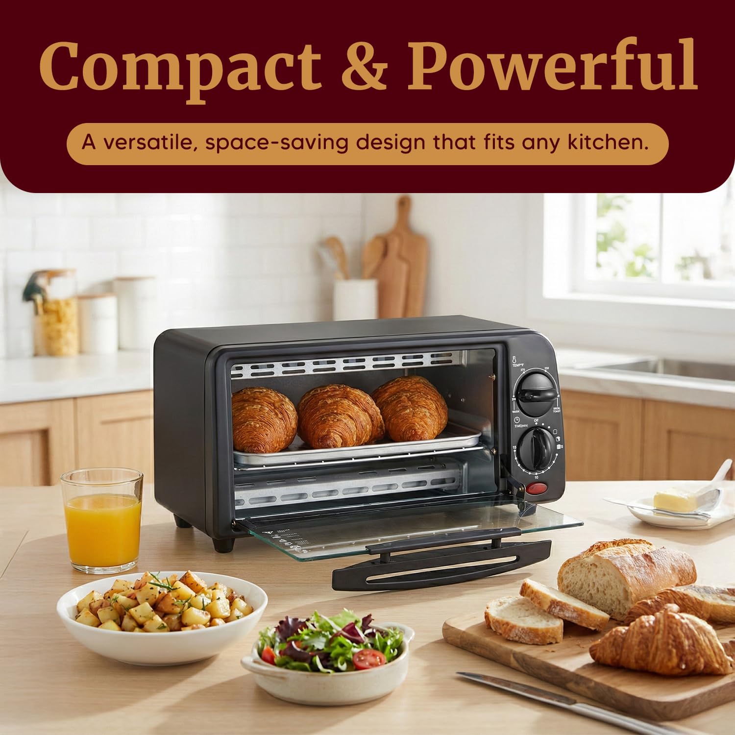 Elite Gourmet ETO236 open door with wire rack inserted highlighting easy access