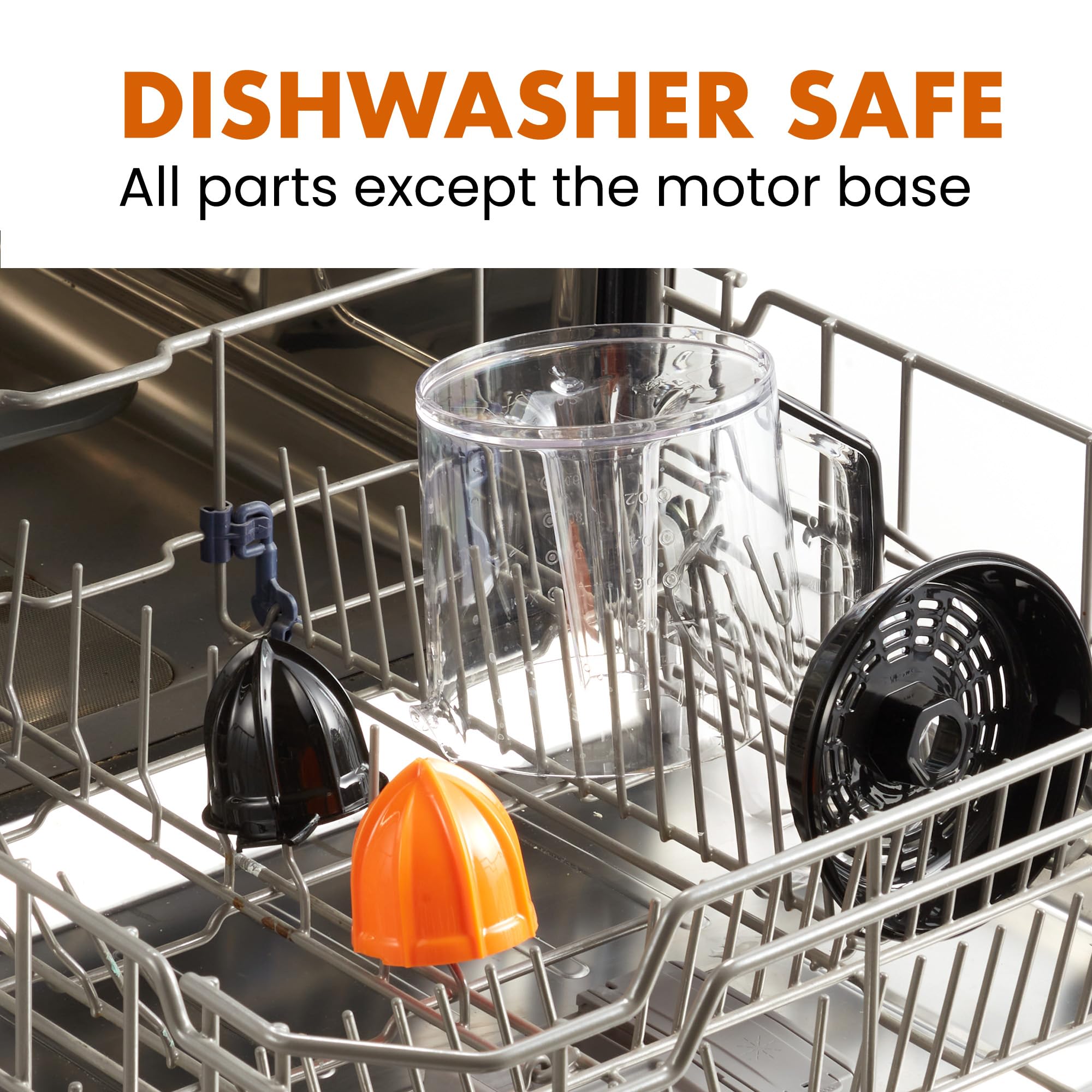 Elite Gourmet ETS740 detached parts laid out to show dishwasher-safe cleaning convenience