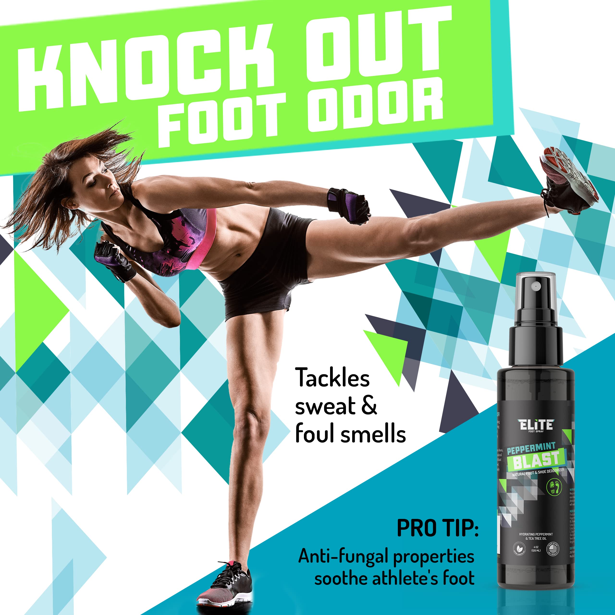Elite Sportz applied to a sandal highlighting safe use on open footwear for all-day freshness
