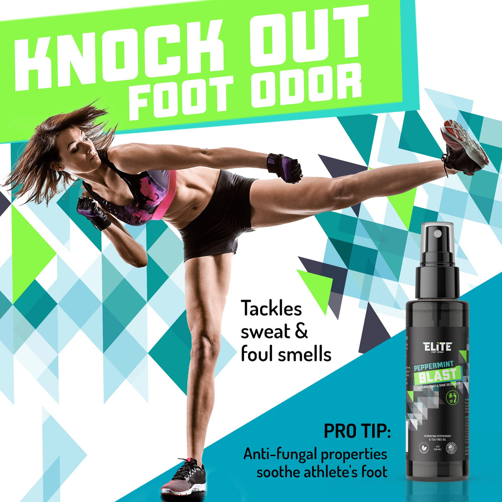 Elite Sportz applied to a sandal highlighting safe use on open footwear for all-day freshness