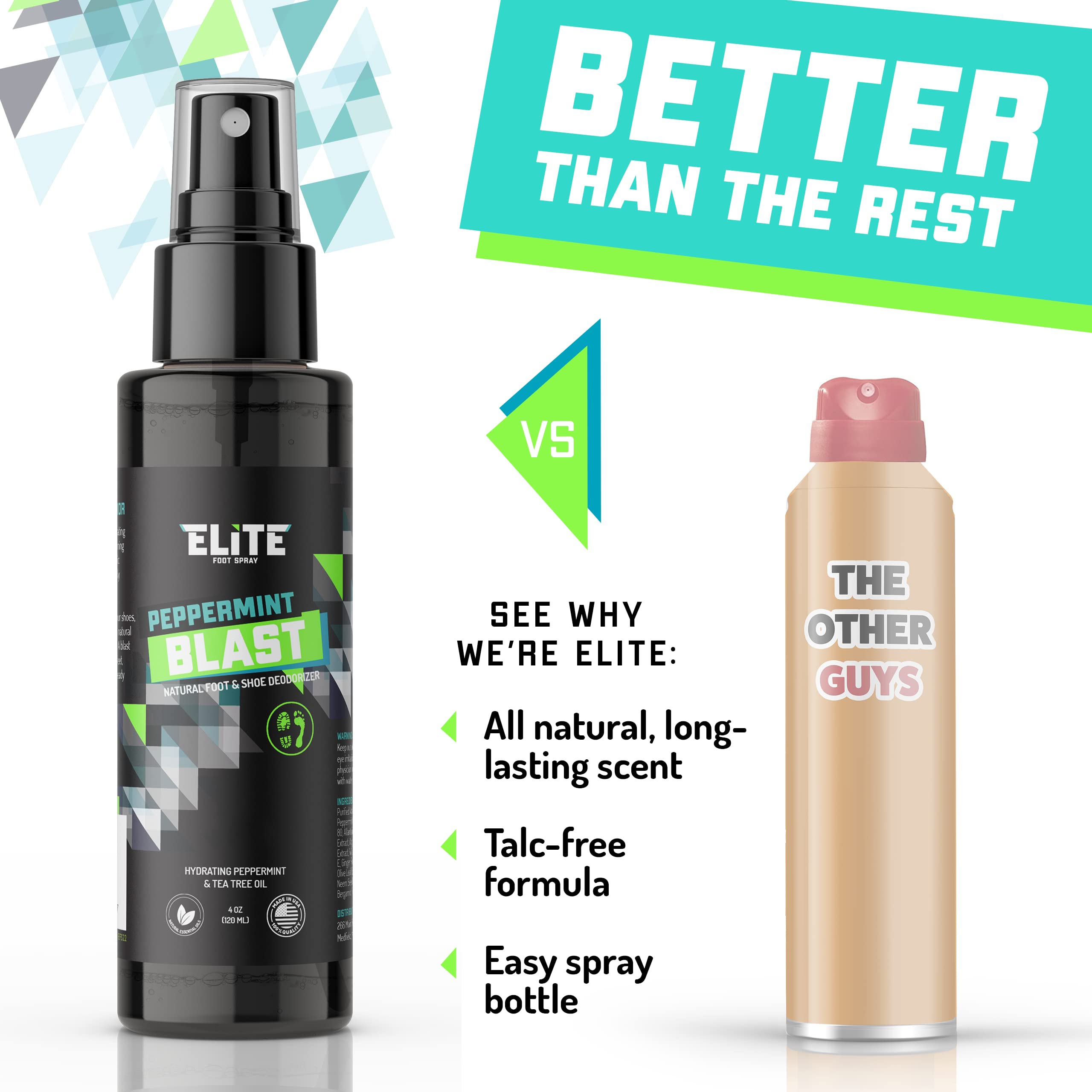 Elite Sportz bottle beside peppermint and lavender showcasing natural ingredient focus