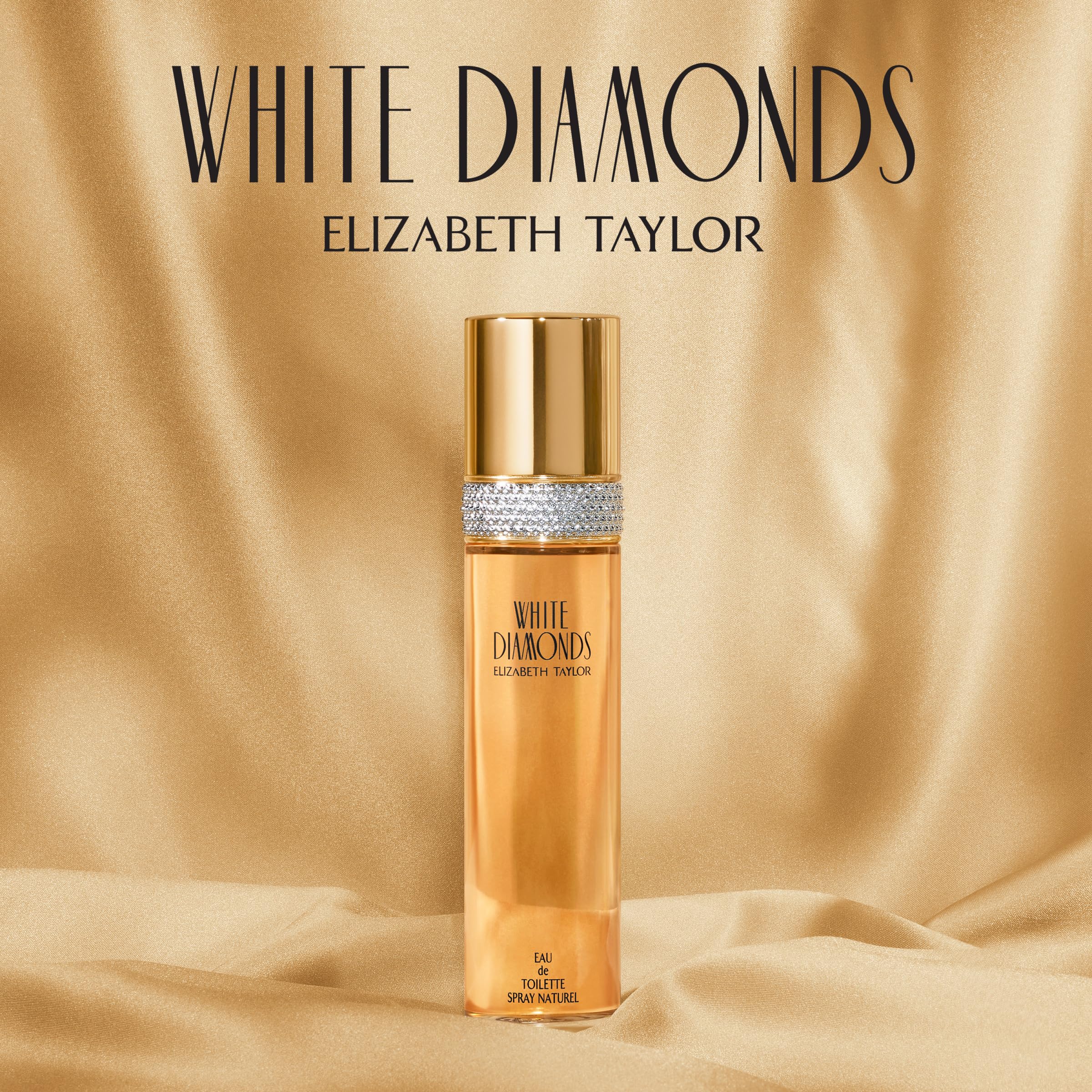 Elizabeth Taylor White Diamonds three-size comparison including 0.5, 1.7, 3.3 fl oz, shows value