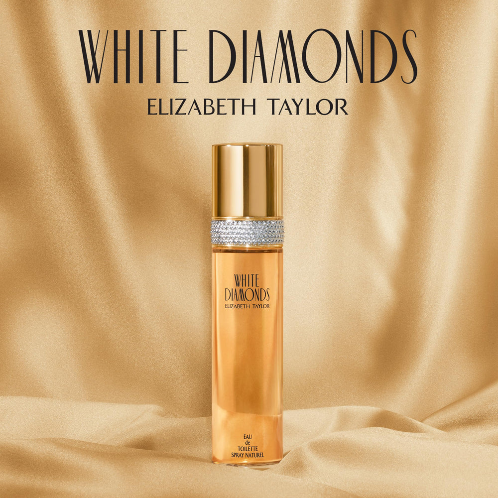 Elizabeth Taylor White Diamonds three-size comparison including 0.5, 1.7, 3.3 fl oz, shows value