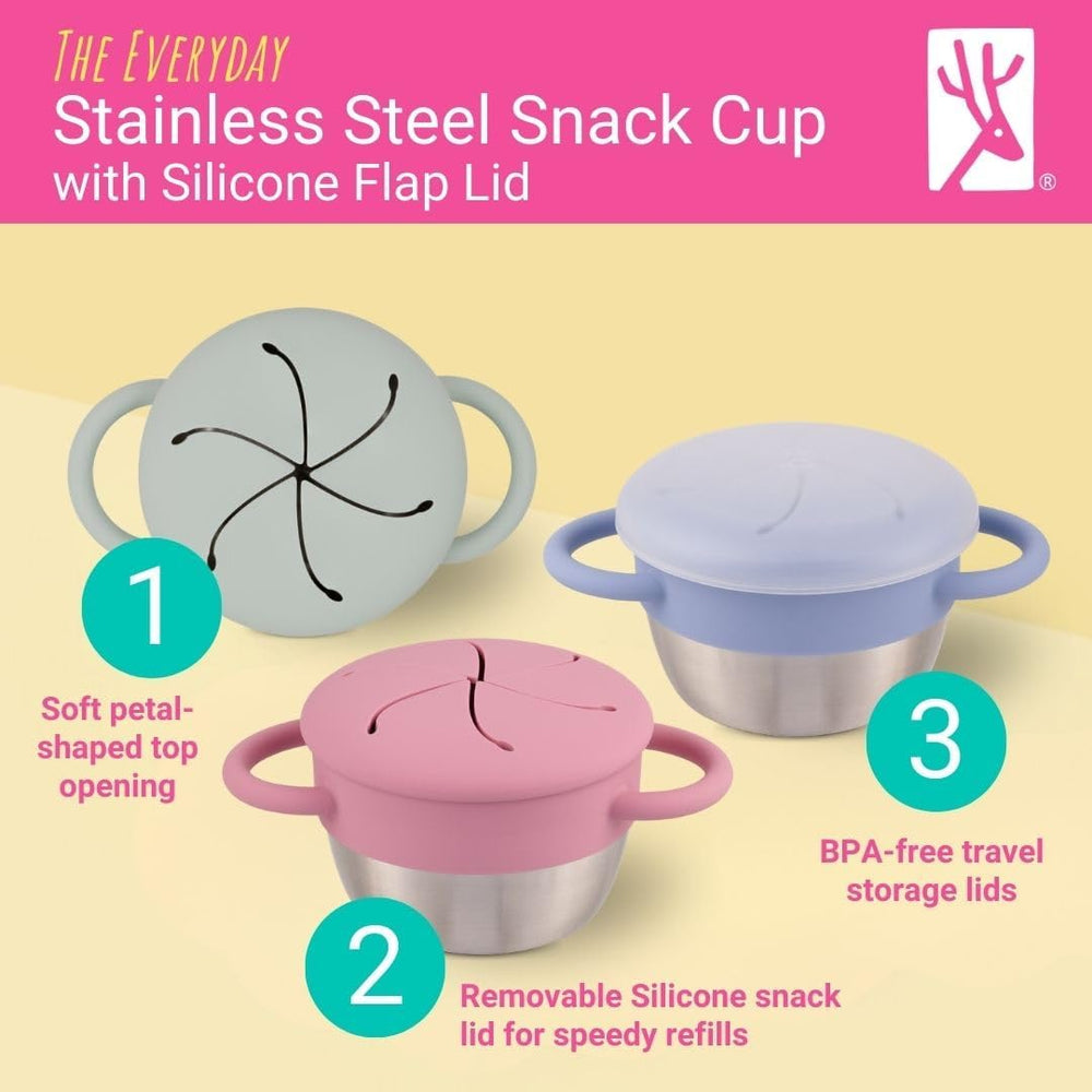 Elk and Friends close-up of silicone petal lid highlights easy toddler access
