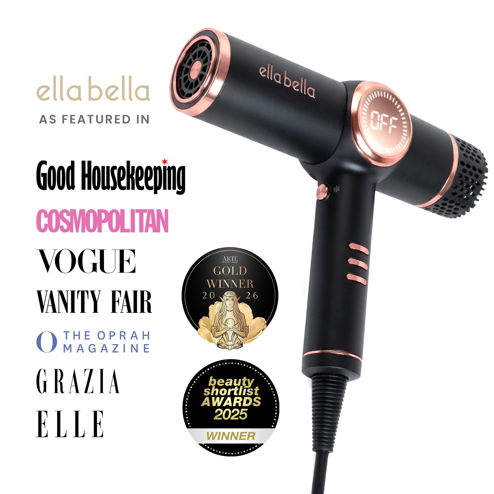 ELLA BELLA concentrator nozzle focused airflow for smooth, straight finishes