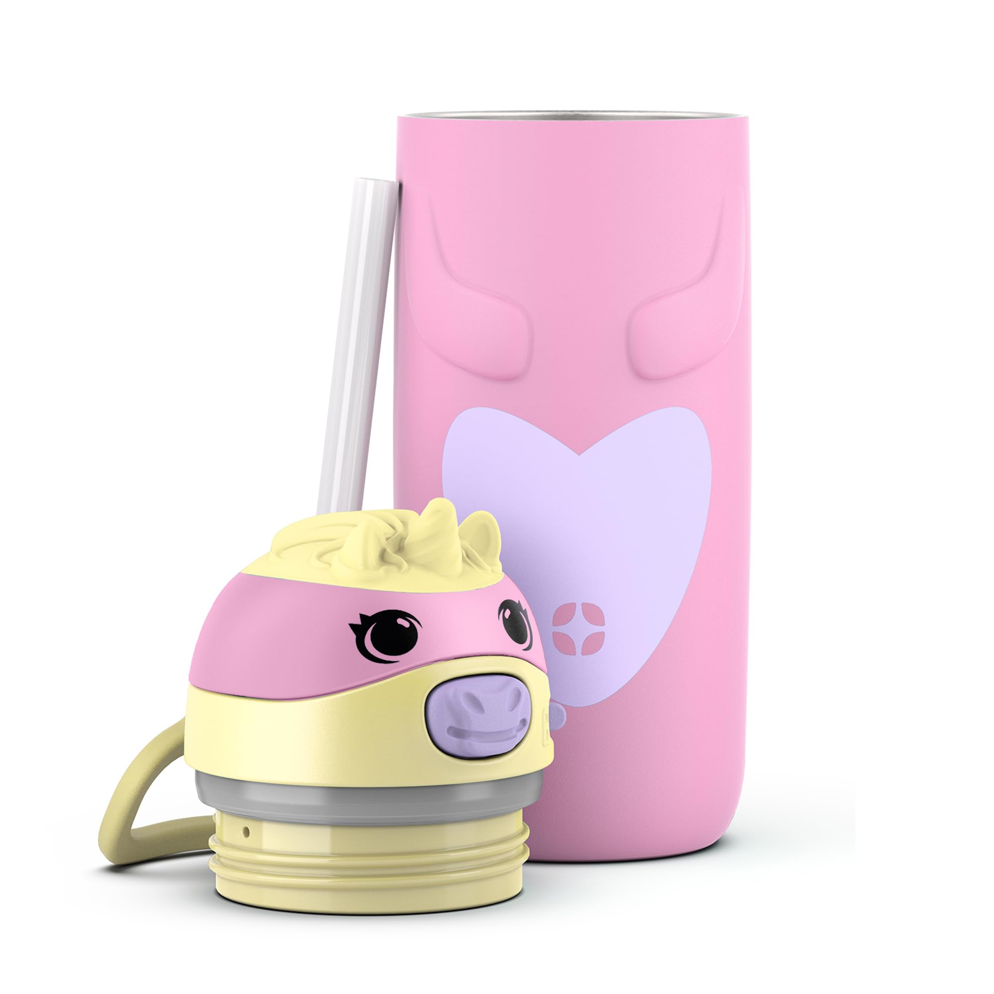 Ello unicorn next to a toy to show 12 oz capacity scale