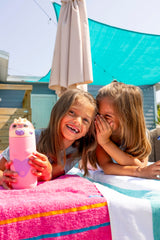 Ello unicorn flip lid closed with safety lock to prevent leaks