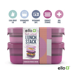 Ello Lunch Stack open showing removable divider and separate compartments for neat meals