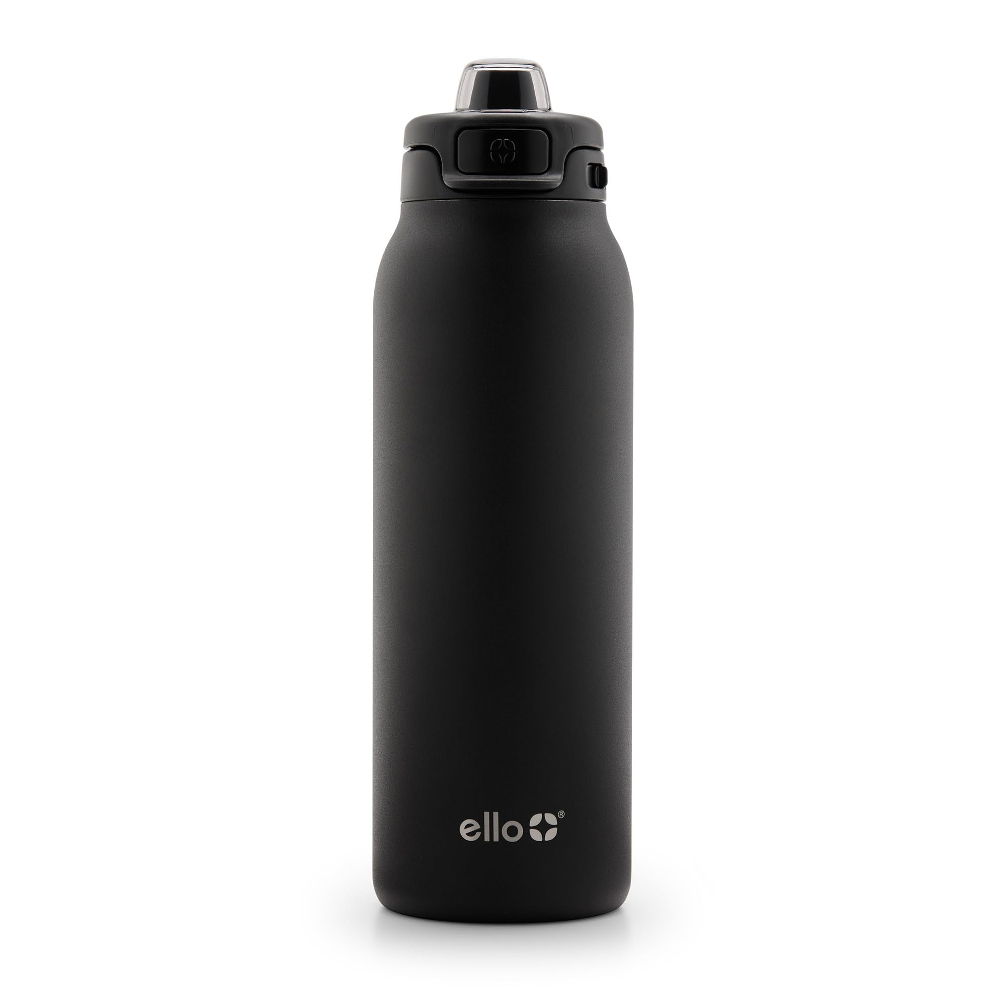 Ello Pop & Fill front view showing sleek black bottle and branding benefit: clear product identity