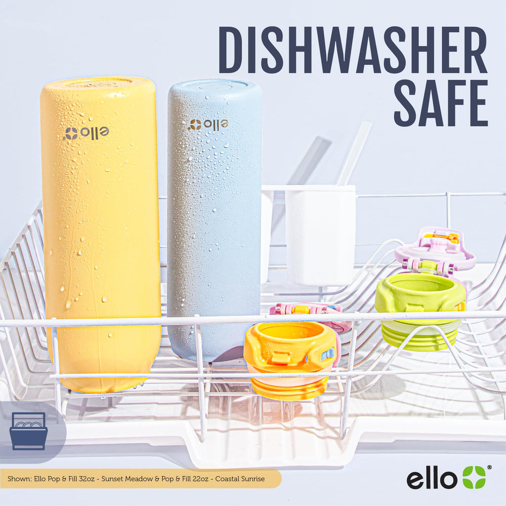 Ello wide mouth with ice showing fast refills and easy cleaning advantage