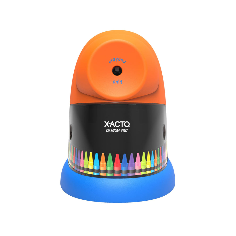 Elmer's X-ACTO close-up of auto-peeling action preserving crayon wrappers benefit