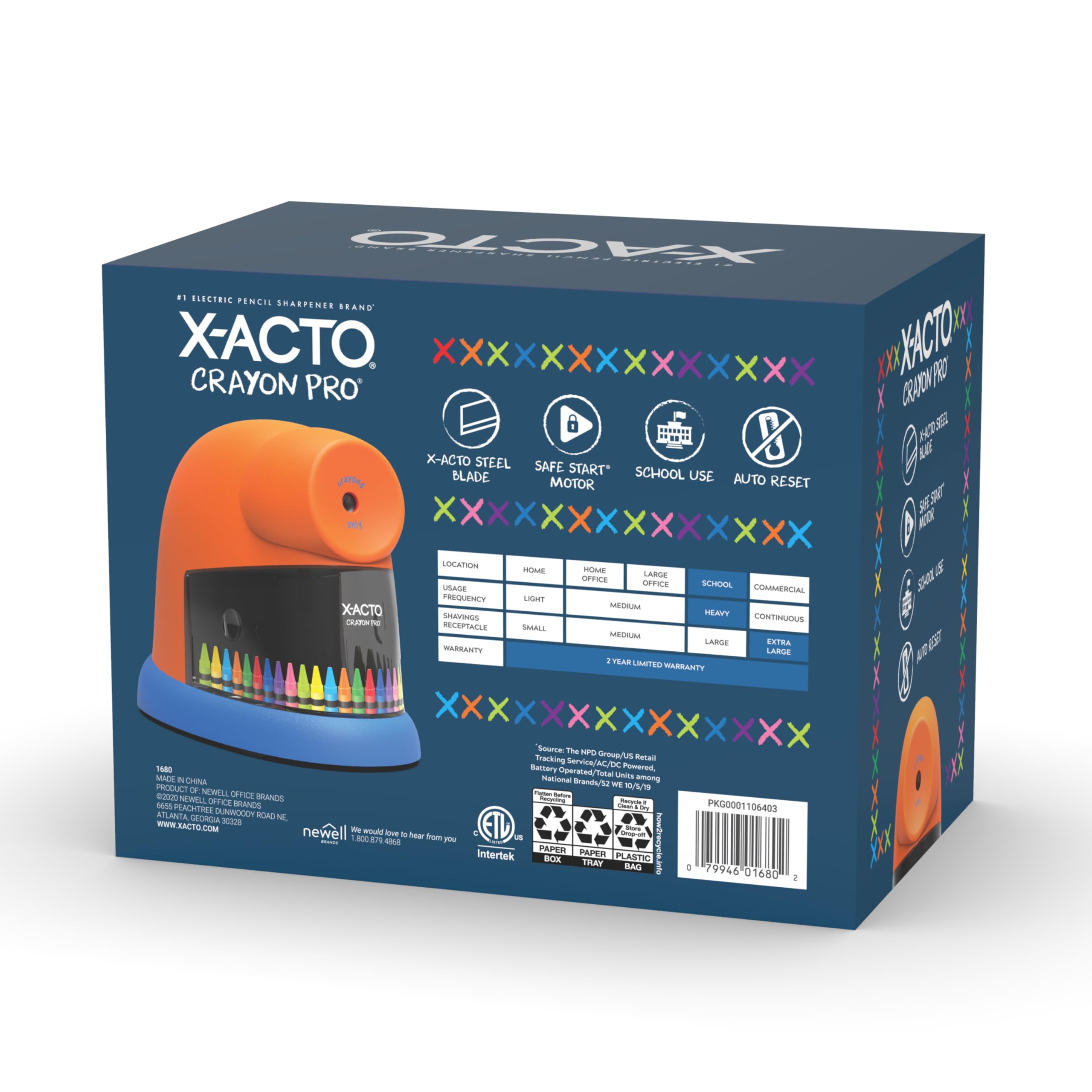 Elmer's X-ACTO beside standard crayon showing scale and classroom suitability benefit
