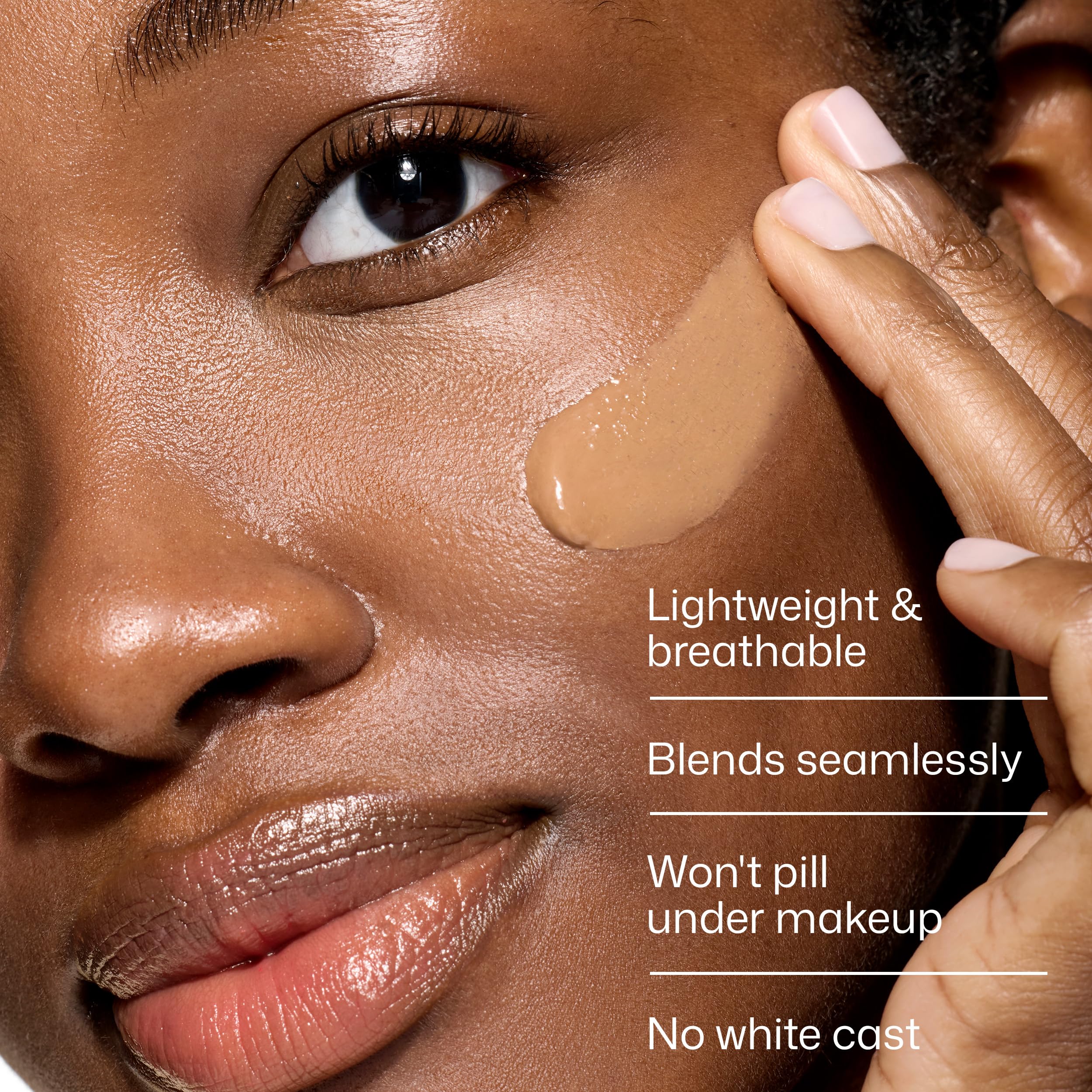 EltaMD texture close-up of tinted lotion showing smooth finish and blendable feel