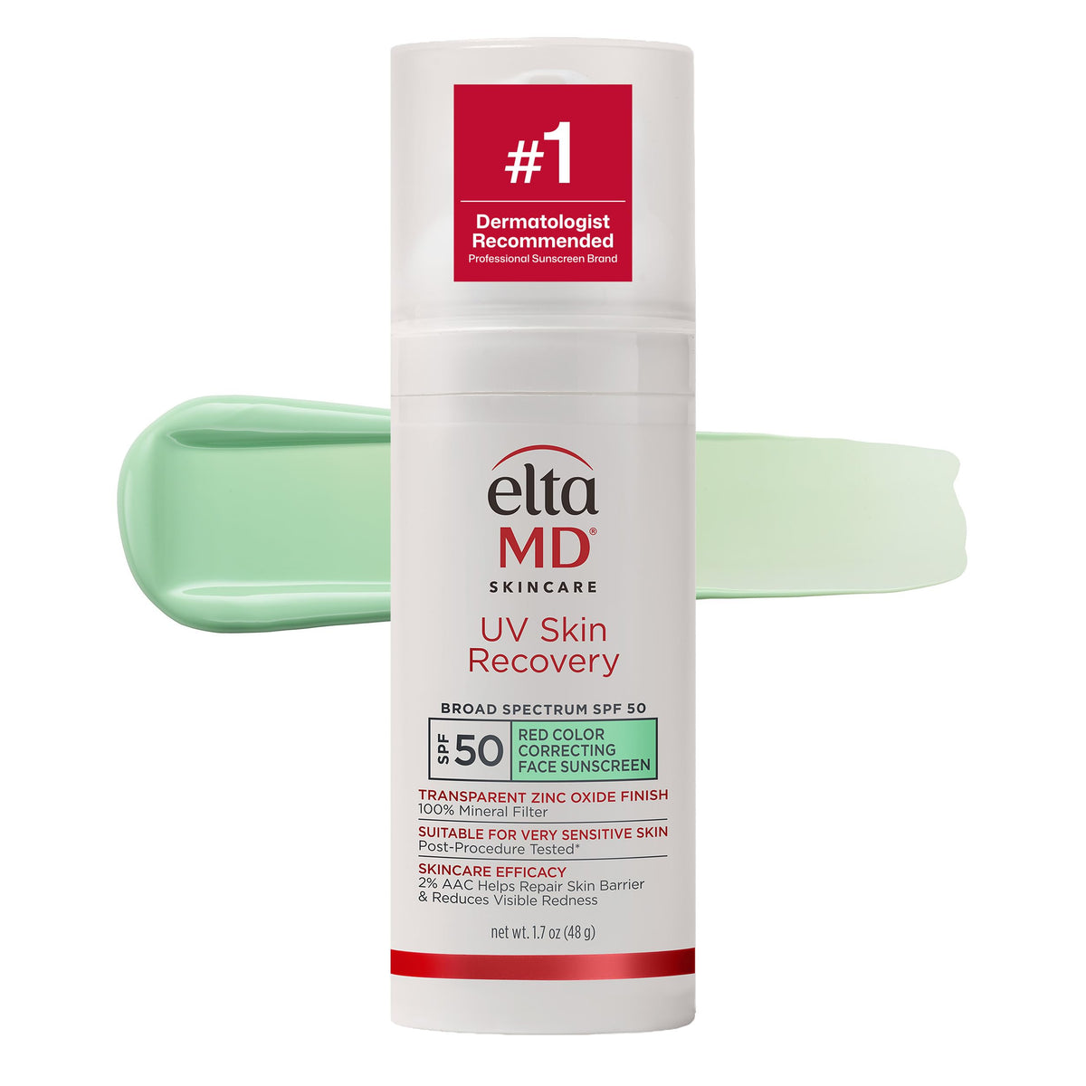 EltaMD pump bottle front view showing SPF 50 protection