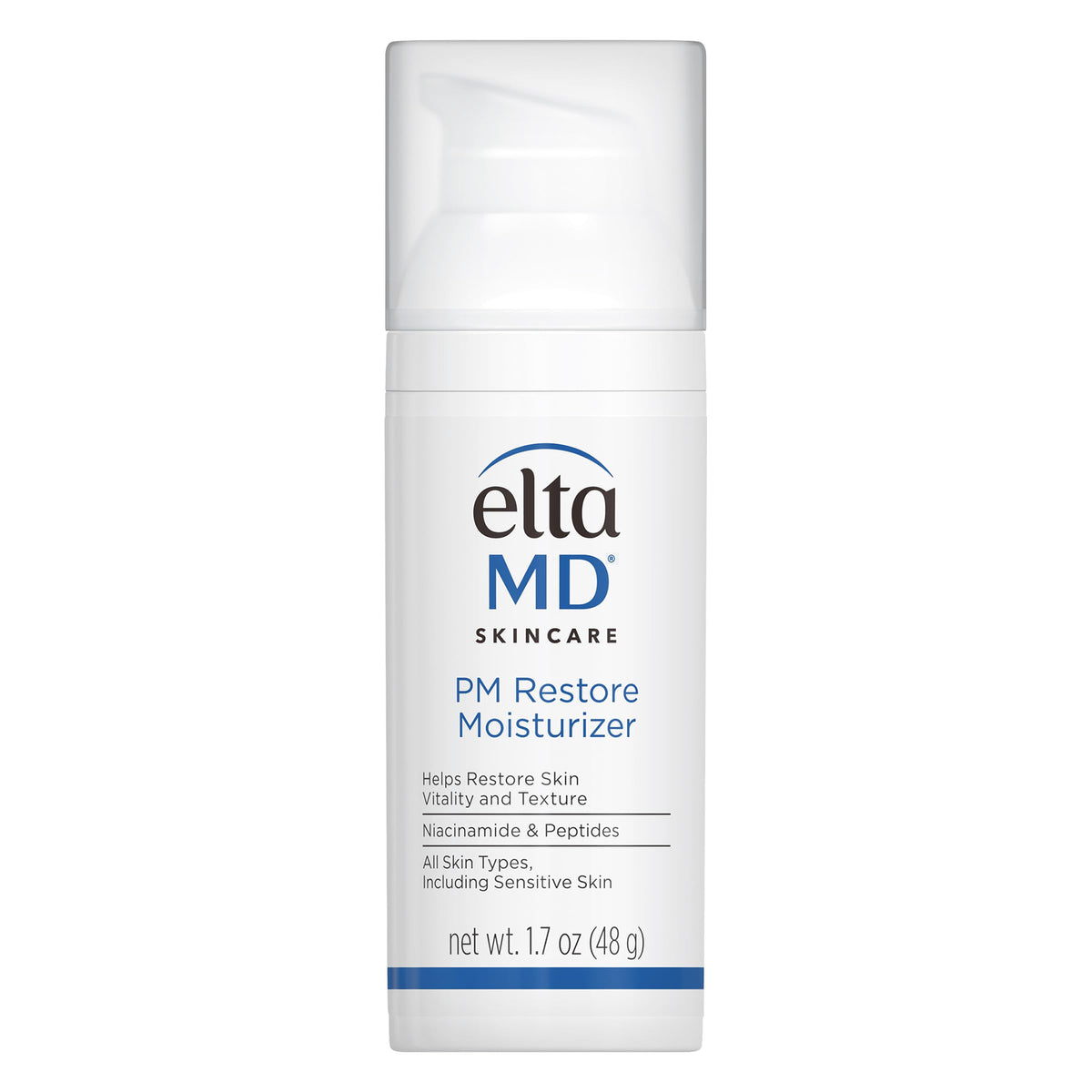 EltaMD front packaging showing product and brand, communicates trusted nightly hydration