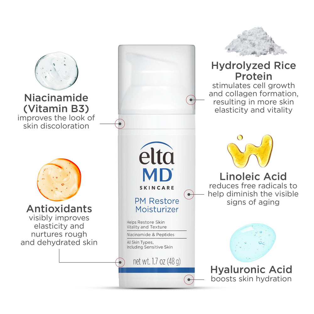 EltaMD on a bathroom shelf at night, lifestyle scene for evening skincare routine
