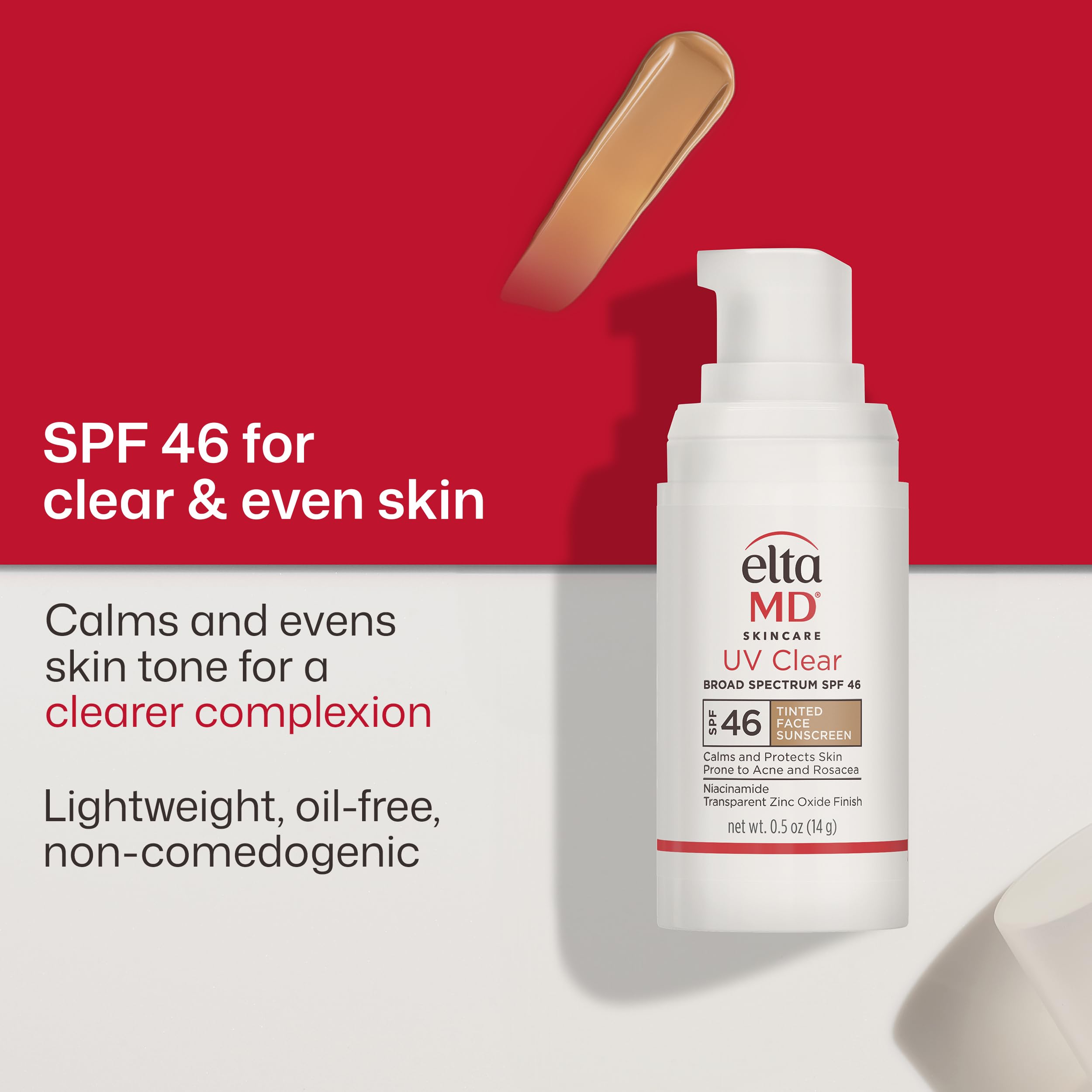 EltaMD tinted sunscreen swatched on forearm demonstrating blendable tint