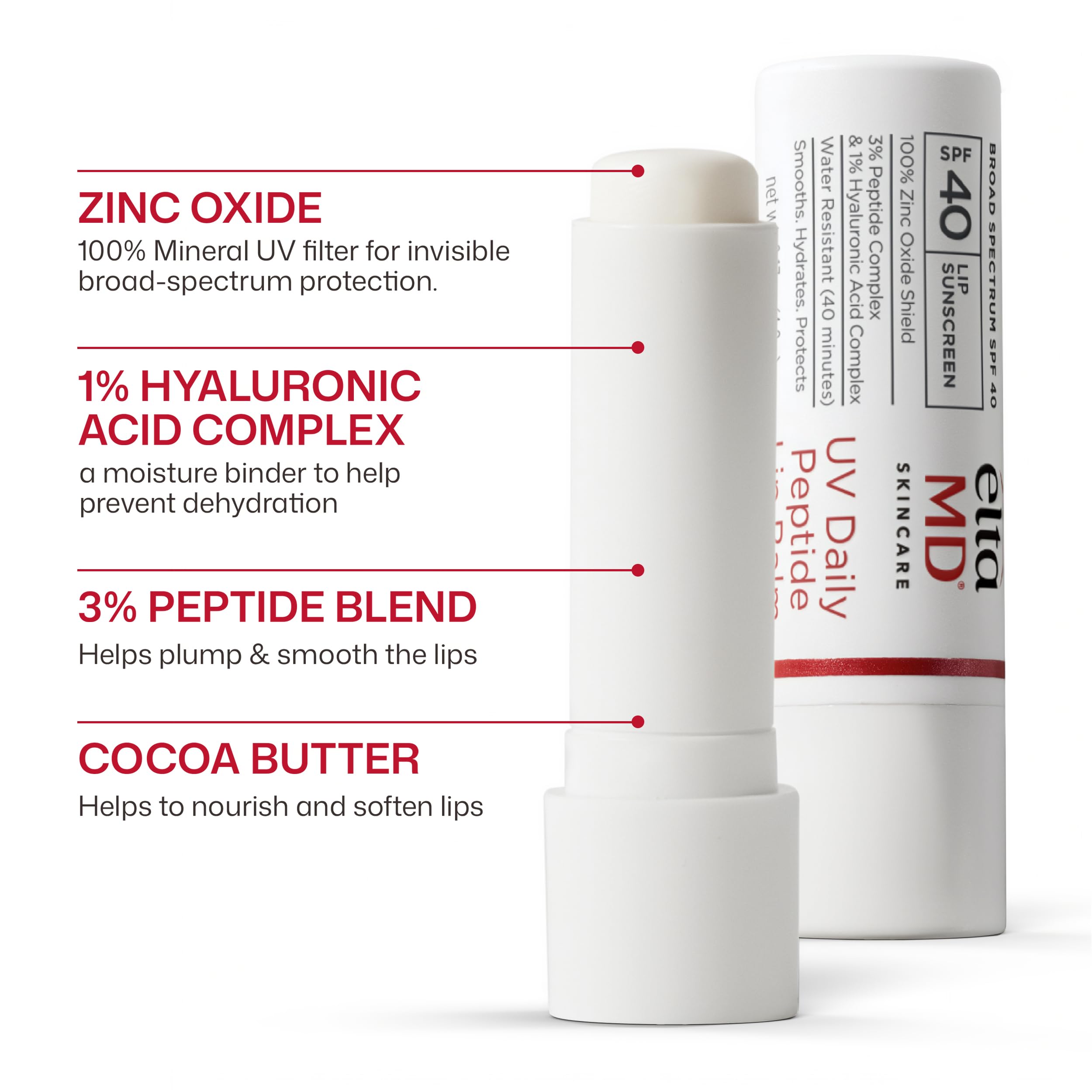 EltaMD lip balm application on lips demonstrating visible smoothing effect
