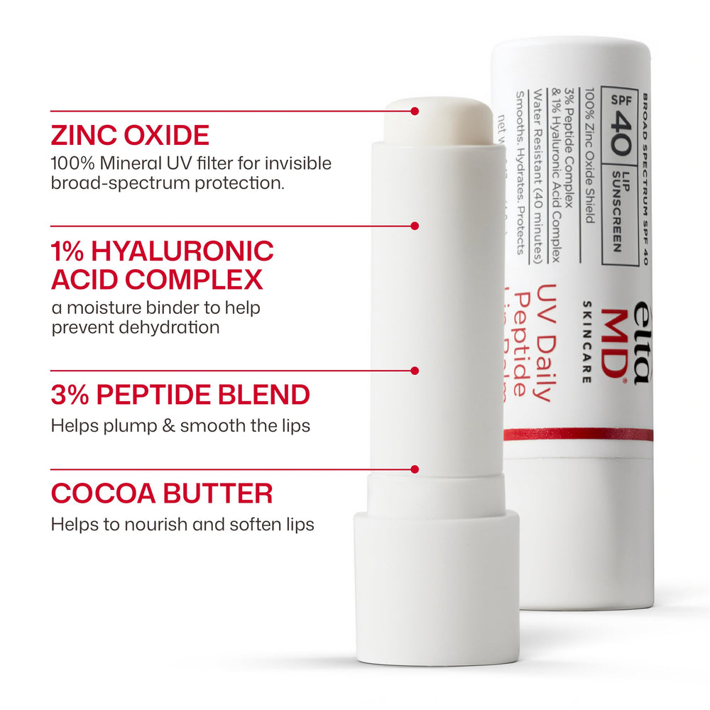 EltaMD lip balm application on lips demonstrating visible smoothing effect
