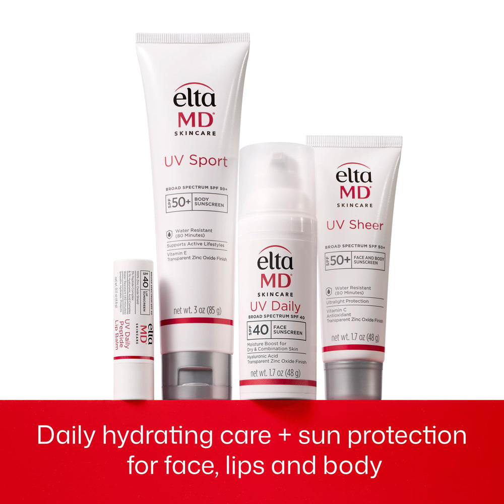 EltaMD lip balm sitting with travel pouch showing ideal travel companion