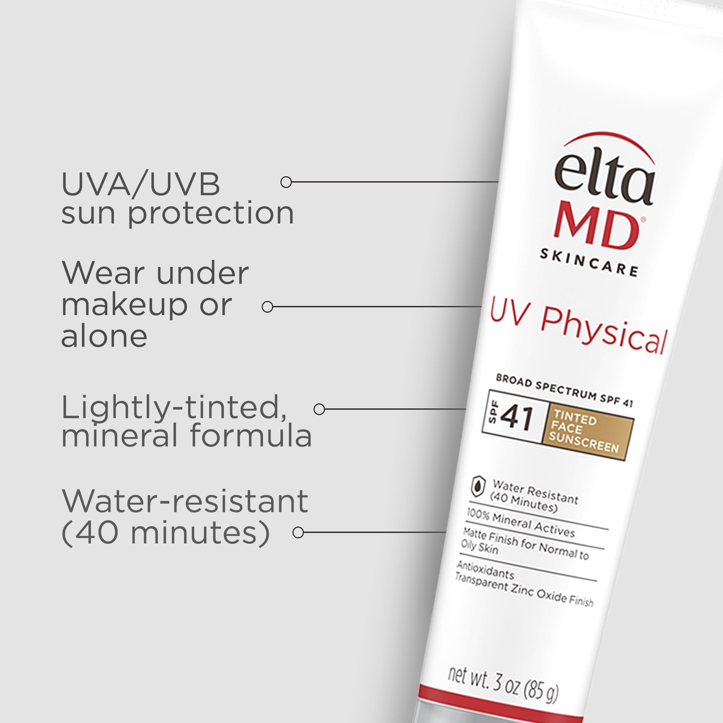 EltaMD dispense texture on hand highlighting smooth, matte application benefit