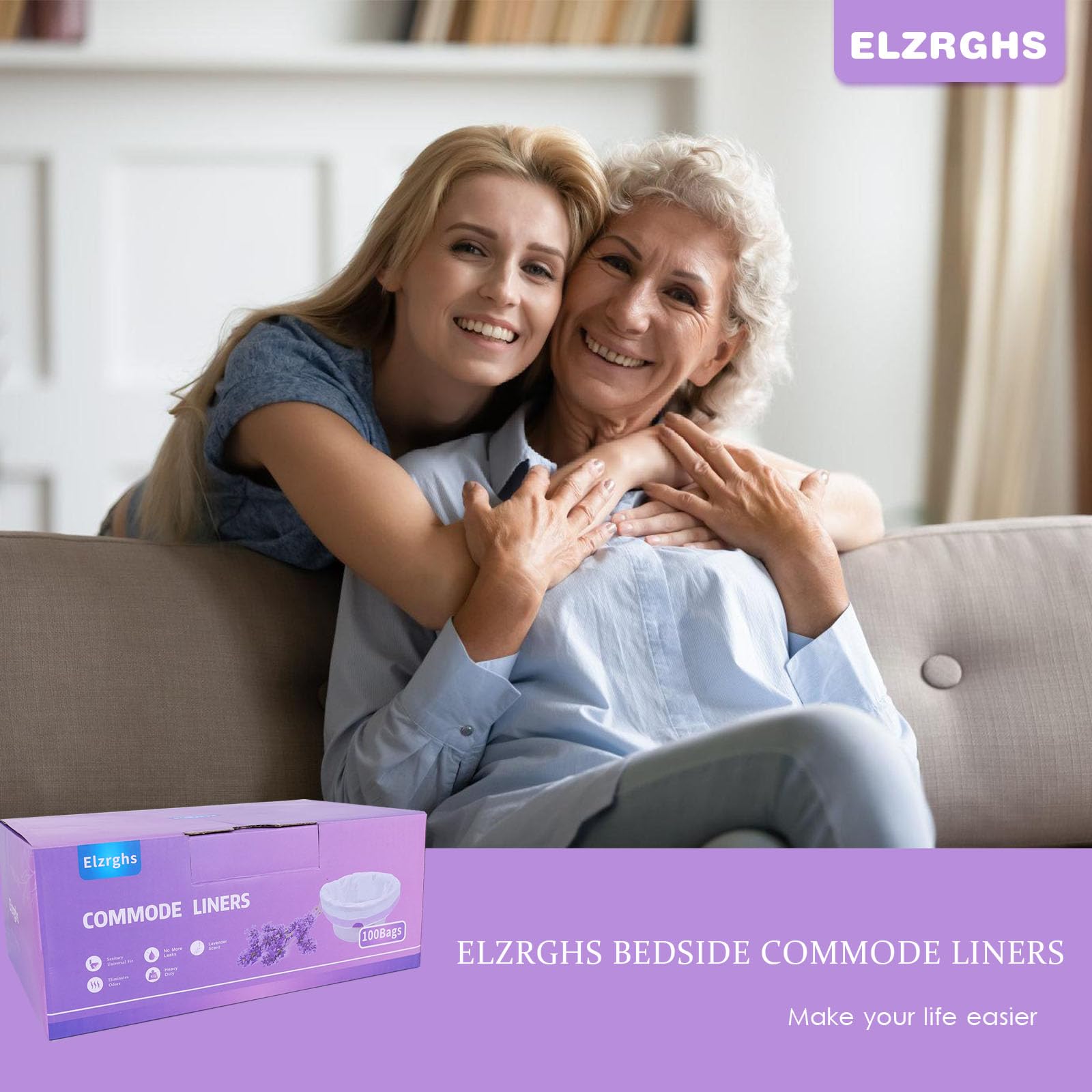 Elzrghs liners in bathroom setting illustrating discreet odor control benefit