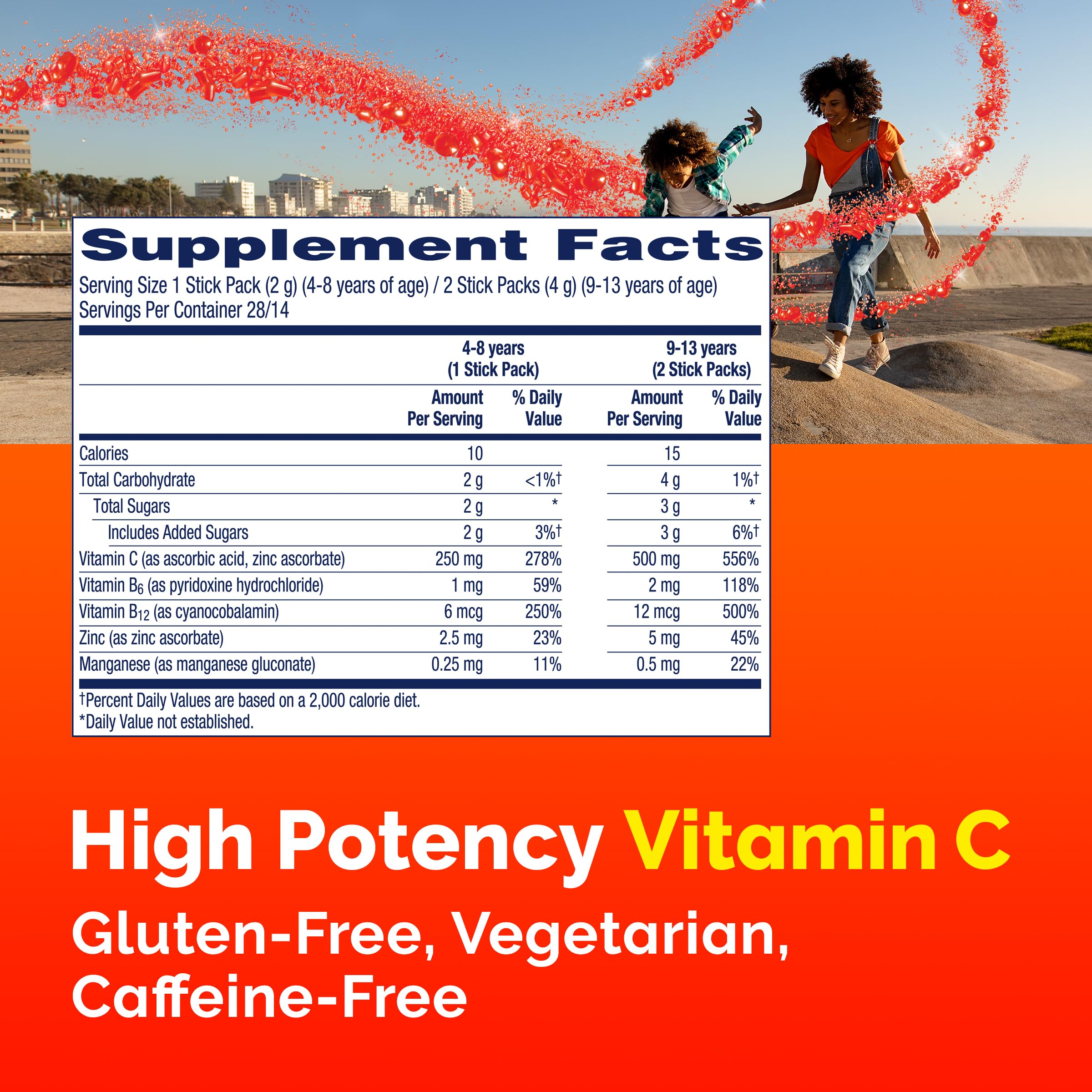 Parent and child using Emergen-C Kidz during a busy morning routine