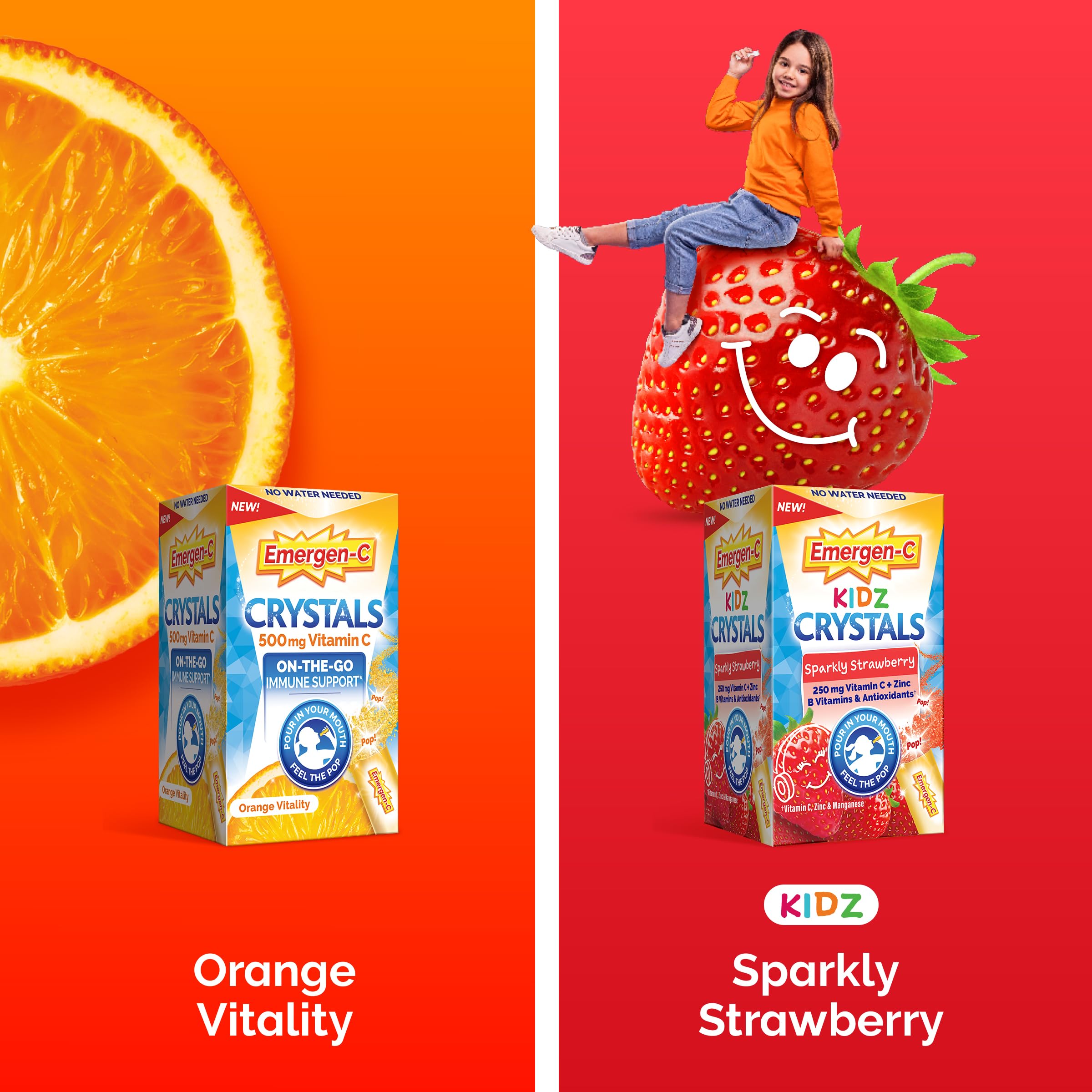 Emergen-C Kidz packet tucked into backpack pocket for travel
