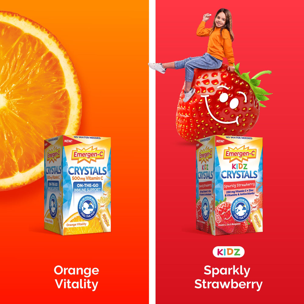 Emergen-C Kidz packet tucked into backpack pocket for travel