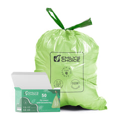 Emily's Choice front pack showing 50-count Code Q biodegradable bags and benefits