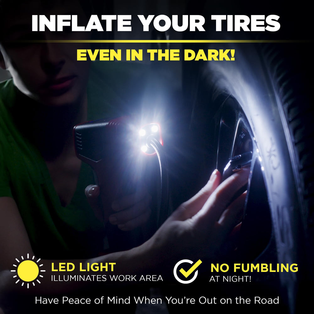 EMSON BULLSEYE PRO powering from car cigarette lighter to inflate a parked tire