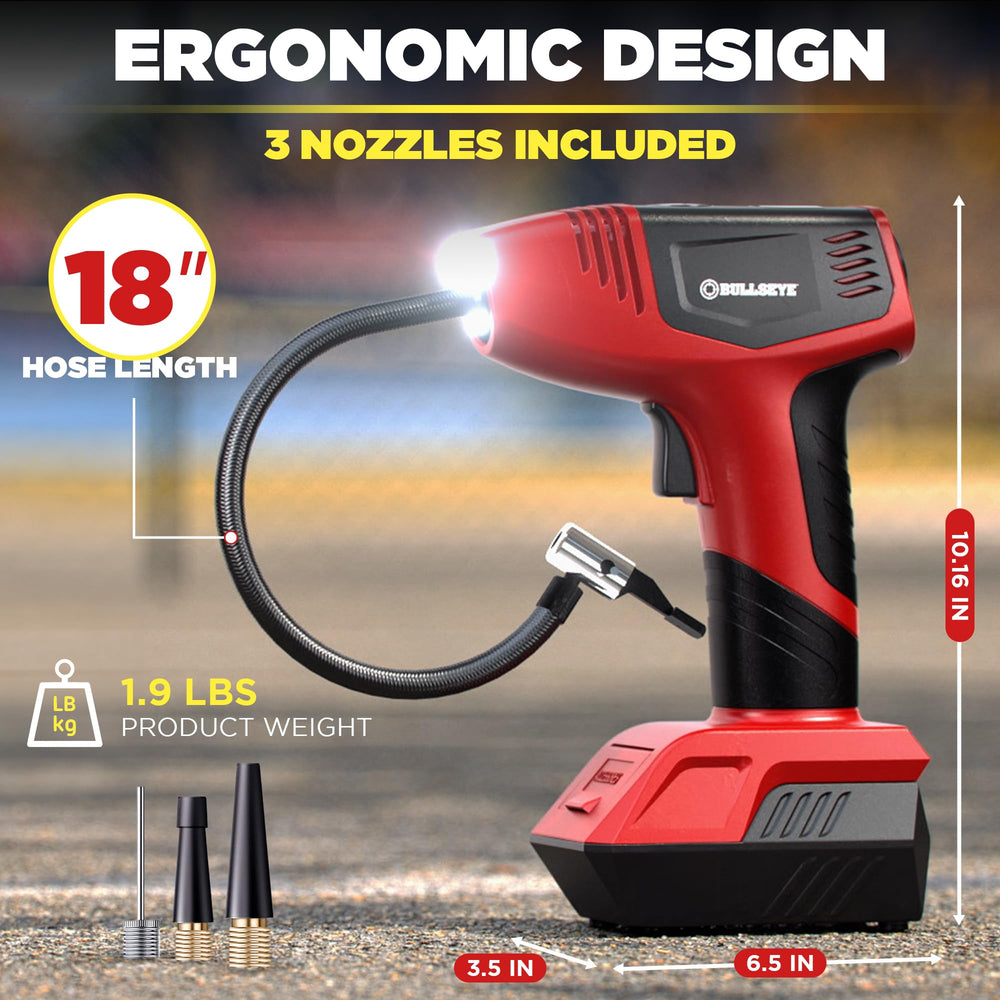 EMSON BULLSEYE PRO beside a water bottle showing compact size and easy storage