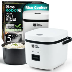EMSON Rice Robot front view showing compact cooker and one-button control for convenience