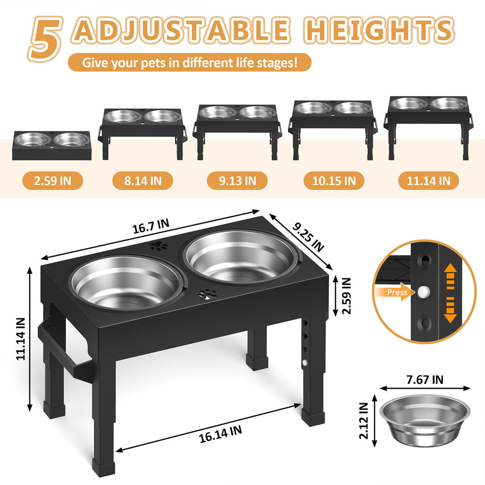 Enayplon large breed dog eating from raised bowls, improved posture benefit