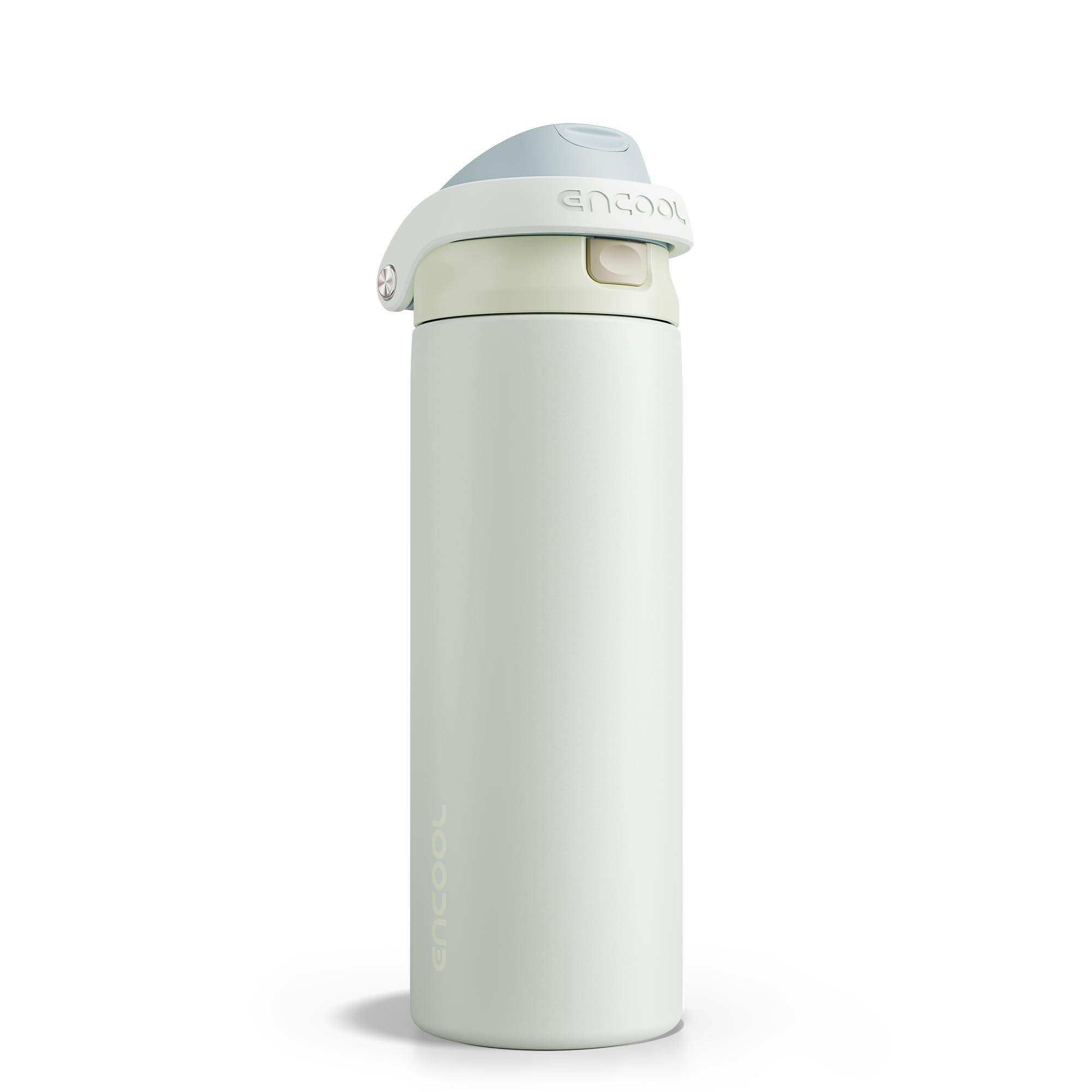 ENCOOL front view of bottle showing cloud-hill white finish and shape, ideal for commuting