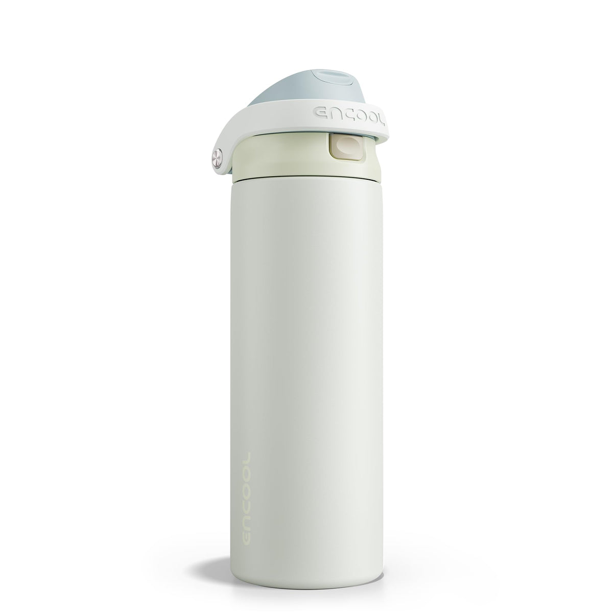ENCOOL front view of bottle showing cloud-hill white finish and shape, ideal for commuting