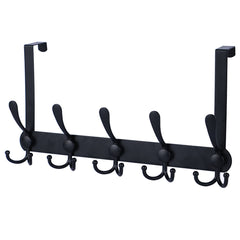 Encozy front view of over-the-door hooks showing modern black finish and three-hook design for space-saving