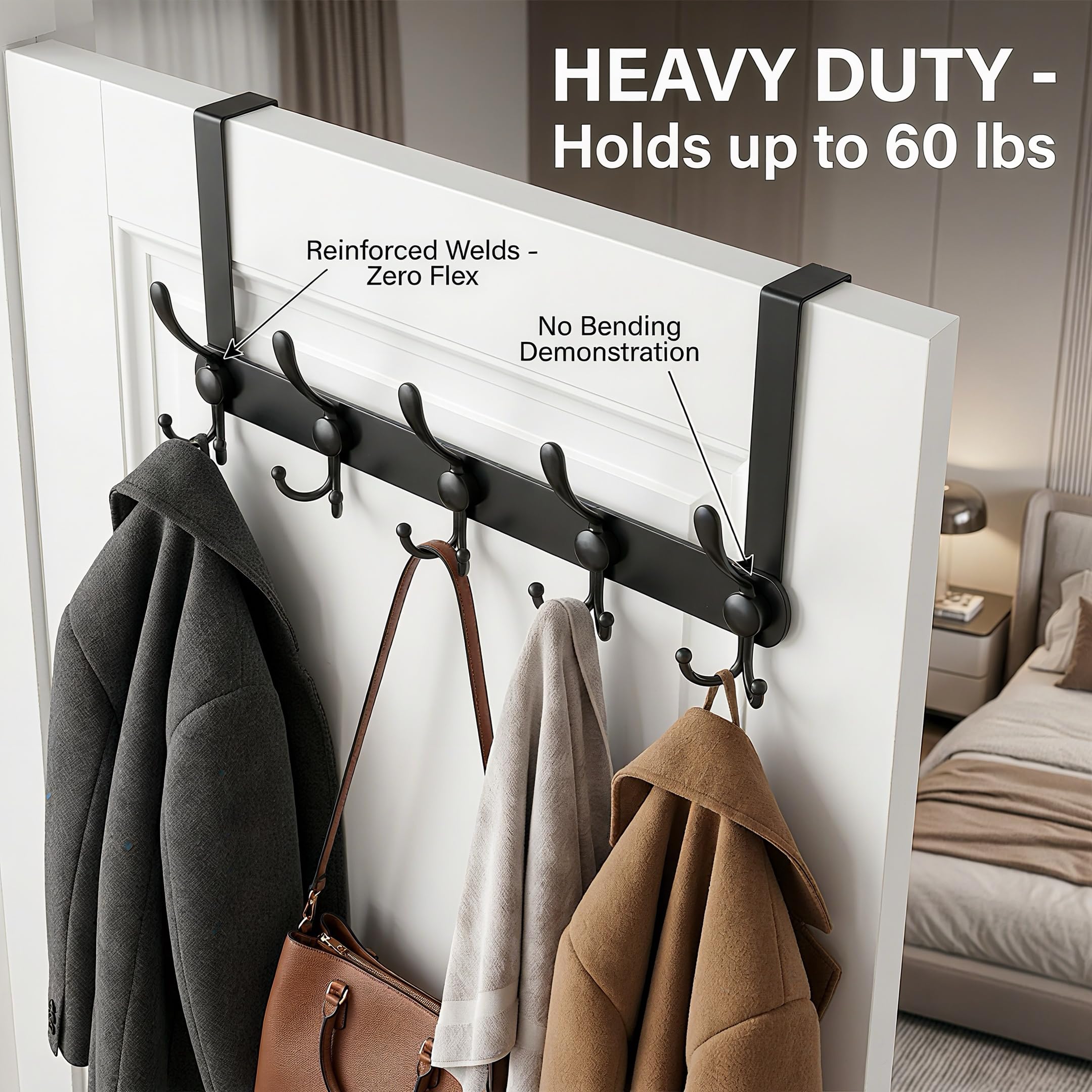 Encozy next to a ruler showing backplate dimensions to confirm fit on standard doors