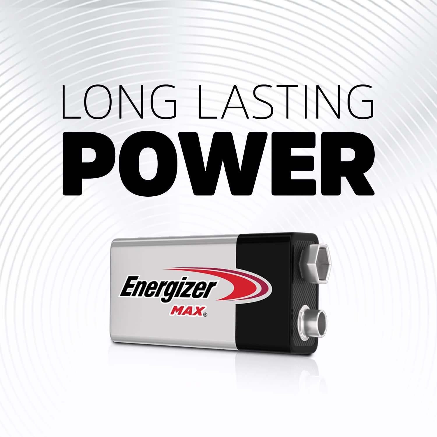 Single Energizer 9V battery upright highlighting brand reliability
