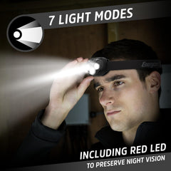 Energizer headlamp PRO bezel and lens close-up showing LED detail for bright focused output