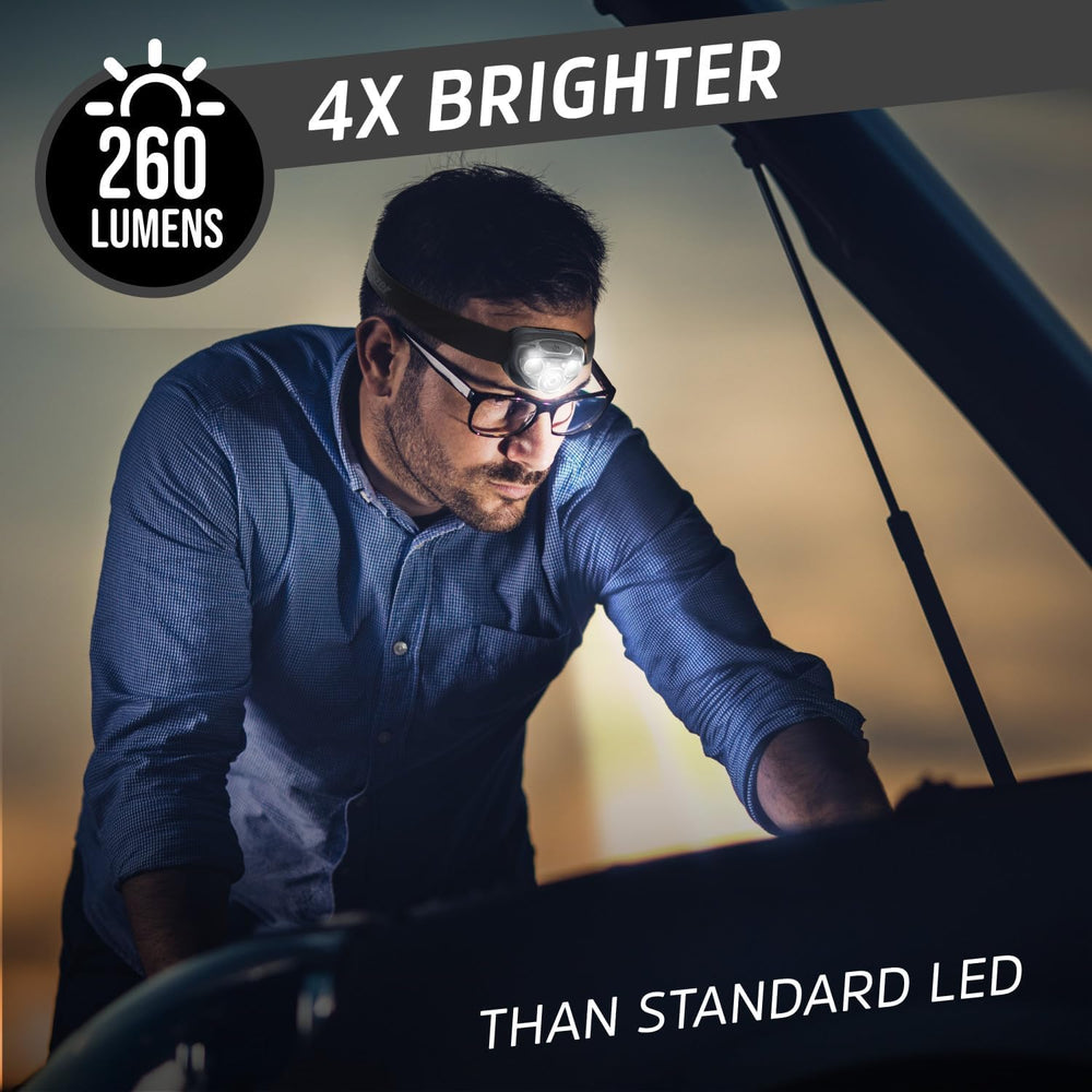 Energizer headlamp PRO being worn at night to illuminate a trail for safer walking