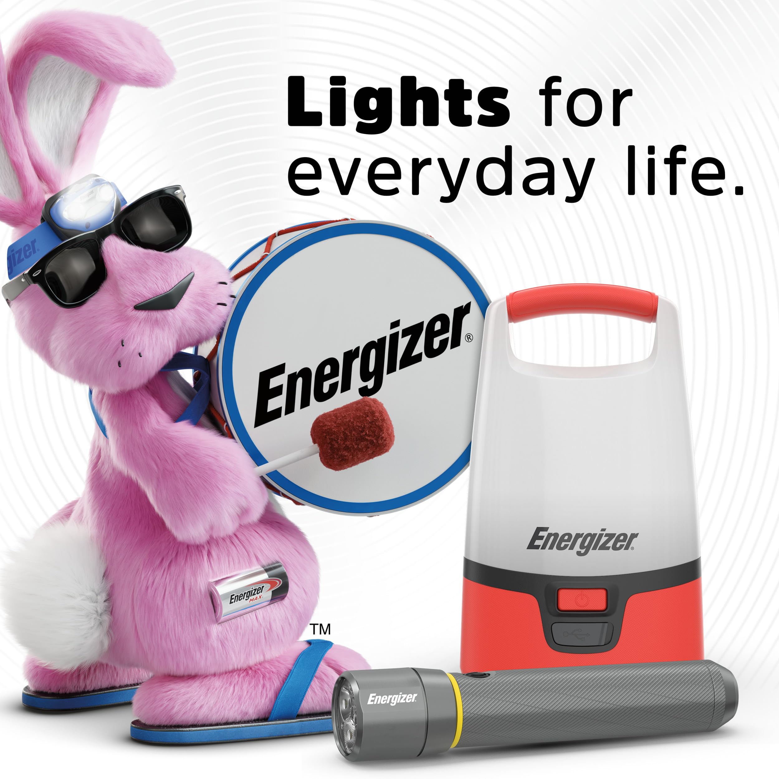 Energizer headlamp held in hand for size scale and portability benefit