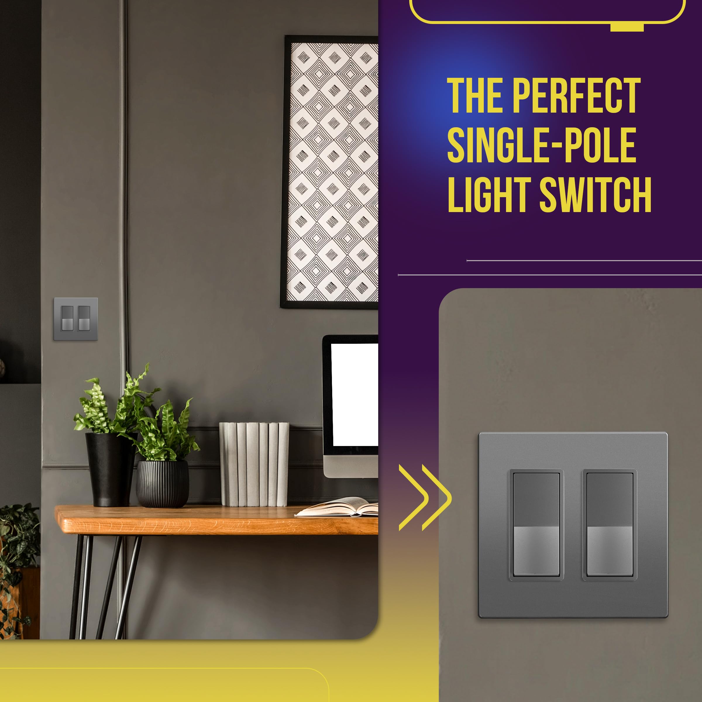 ENERLITES switch paired with decorator wall plate showing compatibility and clean fit